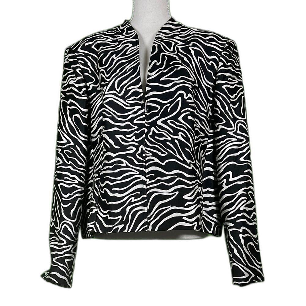 Talbots Classic Zebra Print Blazer Black and White Size 20